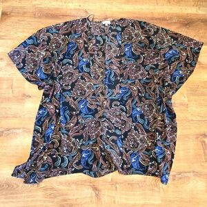 Umgee Women's Black Paisley Open Front  Top Large Komono  Oversized